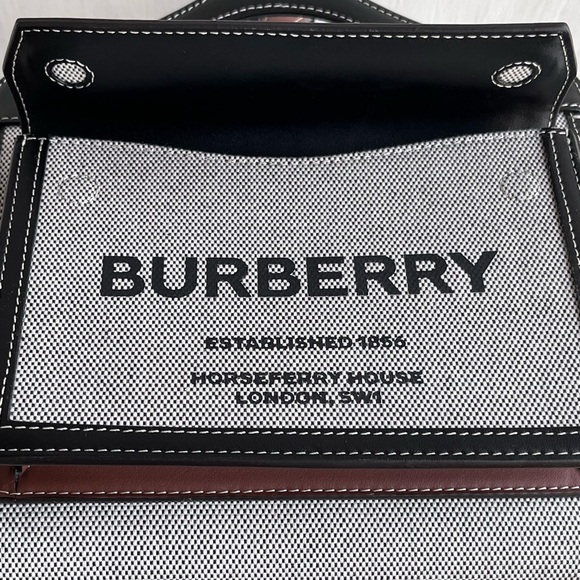BURBERRY Horseferry Logo Canvas and Leather Pocket Bag - Picture 6 of 14